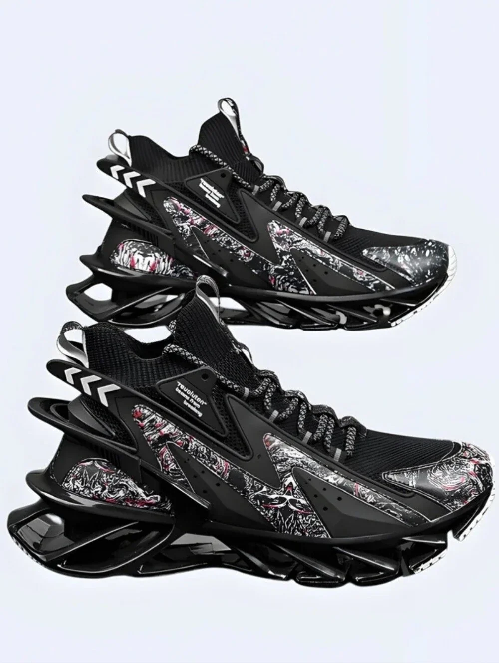Reuluton Beansfrom Breking Blades Futuristic Looking Sneakers Black Grafiti